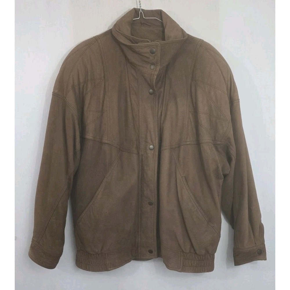 Tannery West Women's Large Brown Bomber Leather Jacket Insulated Lined Zip